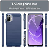 Samsung Galaxy A07 4G Børstet TPU Cover - Karbonfiber - blå