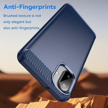 Samsung Galaxy A07 4G Børstet TPU Cover - Karbonfiber - blå