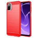 Samsung Galaxy A07 4G Børstet TPU Cover - Karbonfiber - rød