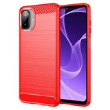 Samsung Galaxy A07 4G Børstet TPU Cover - Karbonfiber - rød