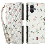 Samsung Galaxy A07 4G Rhombisk Blomsterpung - Roser