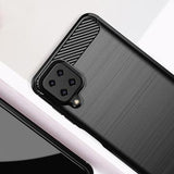 Samsung Galaxy A12 Børstet TPU Cover - Karbonfiber - Sort