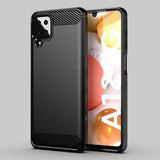 Samsung Galaxy A12 Børstet TPU Cover - Karbonfiber - Sort