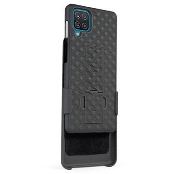 Samsung Galaxy A12 Hybrid Cover med Bælteklips - Sort