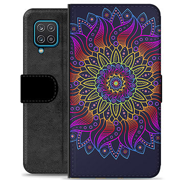 Samsung Galaxy A12 Premium Flip Cover med Pung - Farverig Mandala