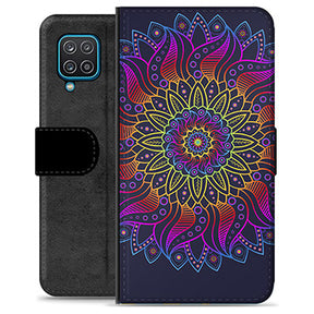 Samsung Galaxy A12 Premium Flip Cover med Pung - Farverig Mandala