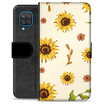 Samsung Galaxy A12 Premium Flip Cover med Pung - Solsikke
