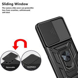 Samsung Galaxy A13 Roterende Ring Hybrid Cover med Kameraskjold - Sort