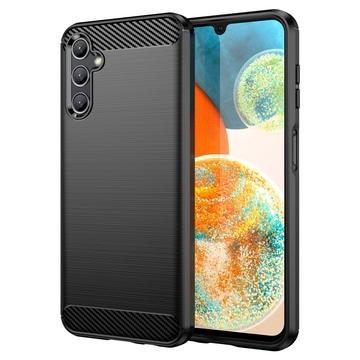 Samsung Galaxy A14/A14 5G Børstet TPU Cover - Karbonfiber - Sort