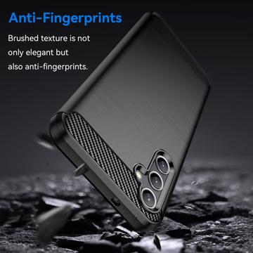 Samsung Galaxy A14/A14 5G Børstet TPU Cover - Karbonfiber - Sort