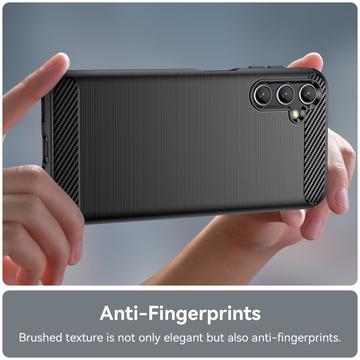 Samsung Galaxy A14/A14 5G Børstet TPU Cover - Karbonfiber - Sort