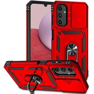 Samsung Galaxy A14/A14 5G Roterende Ring Hybrid Cover med Kameraskjold - Rød