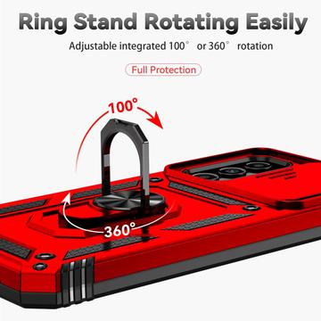 Samsung Galaxy A14/A14 5G Roterende Ring Hybrid Cover med Kameraskjold - Rød