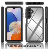 Samsung Galaxy A15/A15 5G 360 Beskyttelse Cover - Sort / Klar