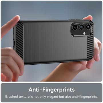 Samsung Galaxy A15 Børstet TPU Cover - Karbonfiber - Sort