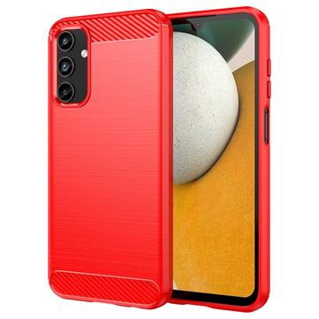 Samsung Galaxy A15 Børstet TPU Cover - Karbonfiber - Rød