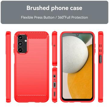 Samsung Galaxy A15 Børstet TPU Cover - Karbonfiber - Rød