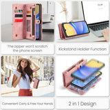 Samsung Galaxy A15 Caseme 008 2-i-1 Multifunktionel Pung - Pink