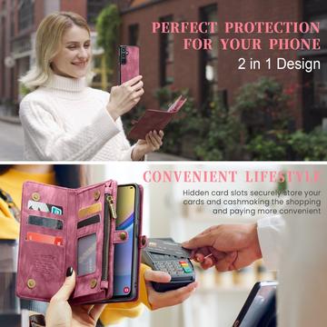 Samsung Galaxy A15 Caseme 008 2-i-1 Multifunktionel Pung - Rød