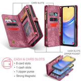 Samsung Galaxy A15 Caseme 008 2-i-1 Multifunktionel Pung - Rød