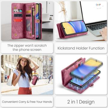 Samsung Galaxy A15 Caseme 008 2-i-1 Multifunktionel Pung - Rød