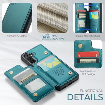 Samsung Galaxy A15 Caseme C22-etui RFID-kortpung - grøn