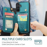 Samsung Galaxy A15 Caseme C22-etui RFID-kortpung - grøn
