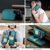 Samsung Galaxy A15 Caseme C22-etui RFID-kortpung - grøn