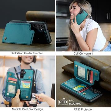 Samsung Galaxy A15 Caseme C22-etui RFID-kortpung - grøn