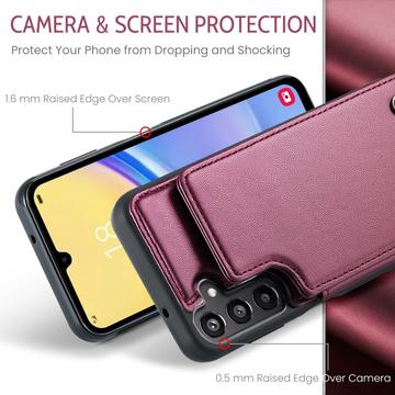 Samsung Galaxy A15 Caseme C22-etui RFID-kortpung - rød