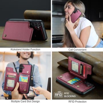 Samsung Galaxy A15 Caseme C22-etui RFID-kortpung - rød