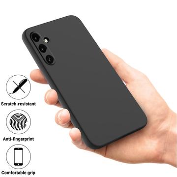 Samsung Galaxy A15 Liquid Silikone Cover med Strop - Sort