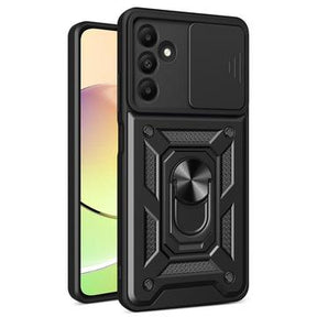 Samsung Galaxy A15 Roterende Ring Hybrid Cover med Kameraskjold - Sort