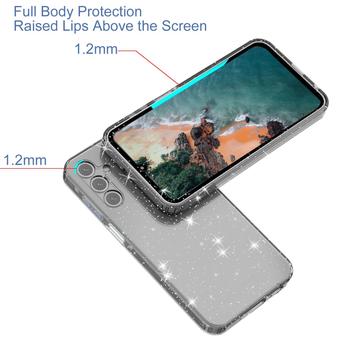 Samsung Galaxy A15 Stylish Glitter Series TPU Cover - Gennemsigtig Sort