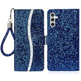 Samsung Galaxy A15 Stilfuldt glitterpungetui - blå