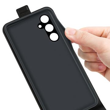 Samsung Galaxy A15 Vertikal Flip Taske med Kortholder - Sort