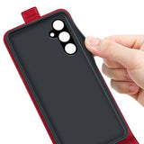 Samsung Galaxy A15 Vertikal Flip Taske med Kortholder - Rød