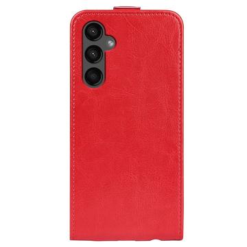 Samsung Galaxy A15 Vertikal Flip Taske med Kortholder - Rød