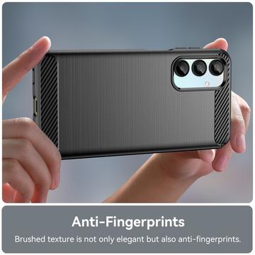 Samsung Galaxy A16 Børstet TPU Cover - Karbonfiber - Sort