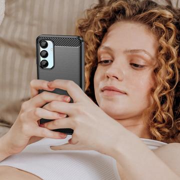 Samsung Galaxy A16 Børstet TPU Cover - Karbonfiber - Sort