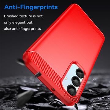 Samsung Galaxy A16 Børstet TPU Cover - Karbonfiber - Rød