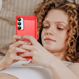 Samsung Galaxy A16 Børstet TPU Cover - Karbonfiber - Rød