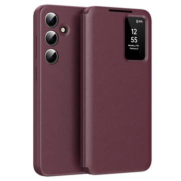Samsung Galaxy A16 Smart Clear View Flip etui med kortplads - Vinrød