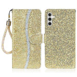 Samsung Galaxy A16 Stilfuldt glitterpungetui - guld