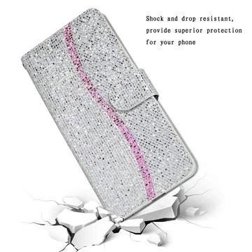 Samsung Galaxy A16 Stilfuldt glitterpungetui - sølv