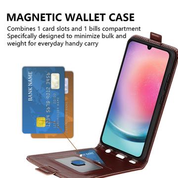 Samsung Galaxy A16 Vertikal Flip Cover med Kortholder - Brun