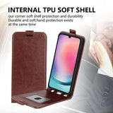 Samsung Galaxy A16 Vertikal Flip Cover med Kortholder - Brun