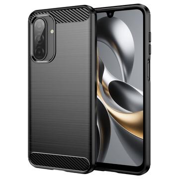 Samsung Galaxy A17/F17/M17 Børstet TPU Cover - Karbonfiber - Sort