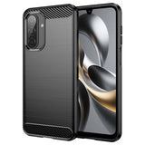 Samsung Galaxy A17/F17/M17 Børstet TPU Cover - Karbonfiber - Sort