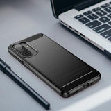 Samsung Galaxy A17/F17/M17 Børstet TPU Cover - Karbonfiber - Sort